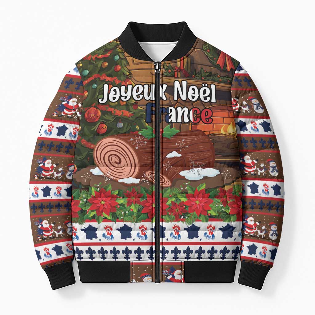 France Christmas Bomber Puffer Jacket Buche De Noel - Wonder Print Shop