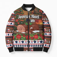 France Christmas Bomber Puffer Jacket Buche De Noel - Wonder Print Shop