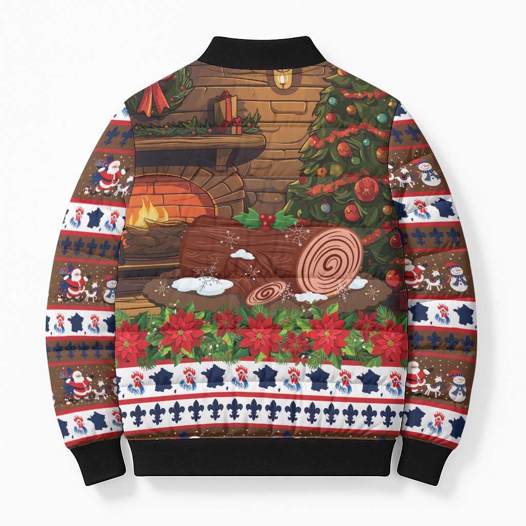 France Christmas Bomber Puffer Jacket Buche De Noel - Wonder Print Shop