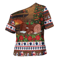 France Christmas Cross Shoulder Shirt Buche De Noel - Wonder Print Shop