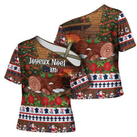 France Christmas Cross Shoulder Shirt Buche De Noel - Wonder Print Shop