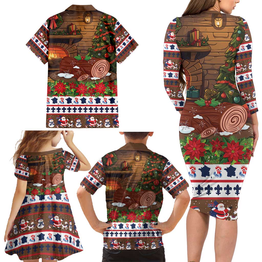 France Christmas Family Matching Long Sleeve Bodycon Dress and Hawaiian Shirt Buche De Noel - Wonder Print Shop