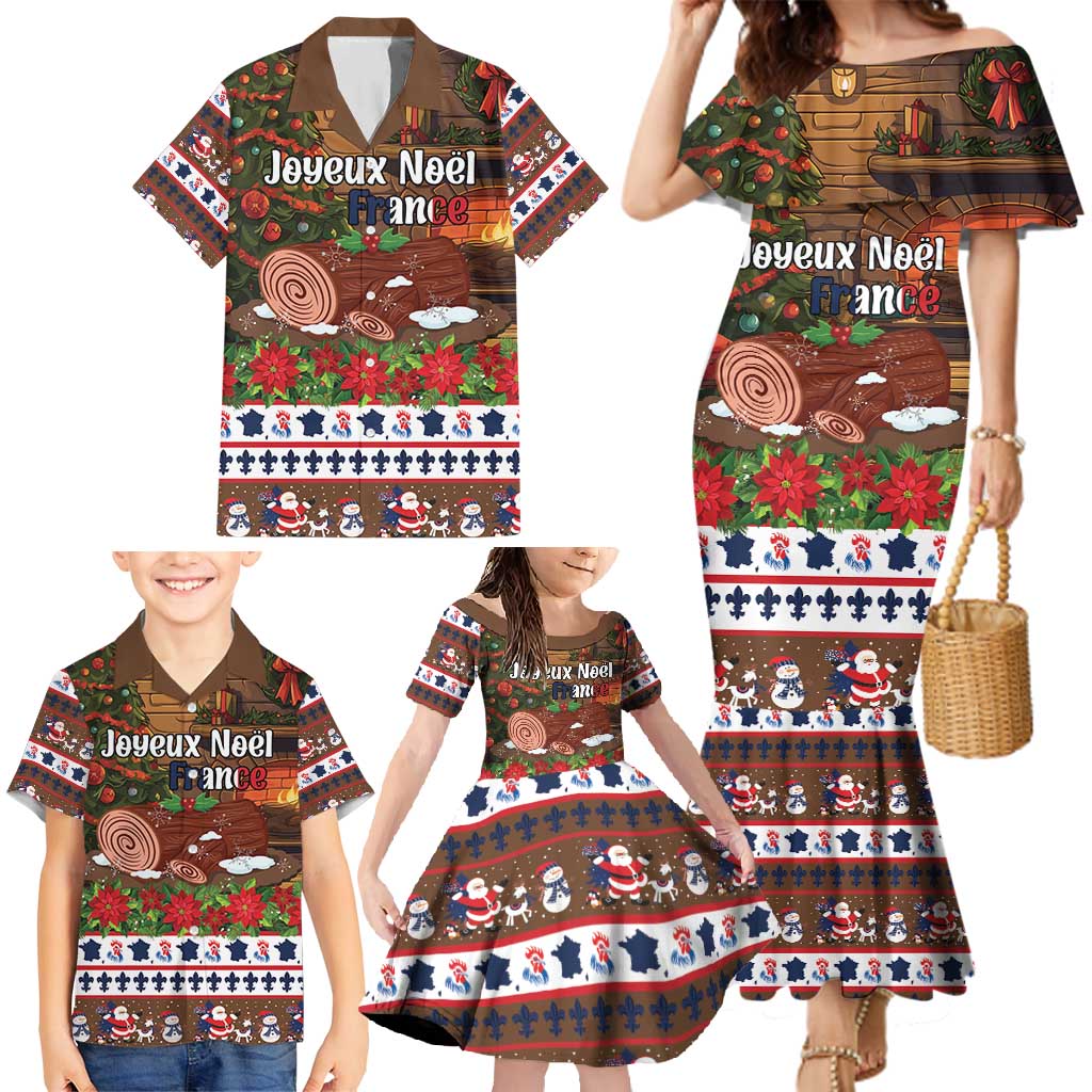 France Christmas Family Matching Mermaid Dress and Hawaiian Shirt Buche De Noel - Wonder Print Shop