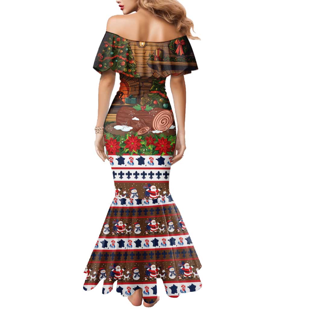 France Christmas Family Matching Mermaid Dress and Hawaiian Shirt Buche De Noel - Wonder Print Shop