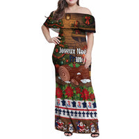 France Christmas Family Matching Off Shoulder Maxi Dress and Hawaiian Shirt Buche De Noel - Wonder Print Shop