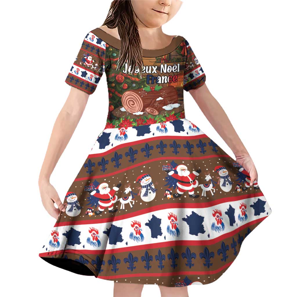 France Christmas Family Matching Off Shoulder Short Dress and Hawaiian Shirt Buche De Noel - Wonder Print Shop