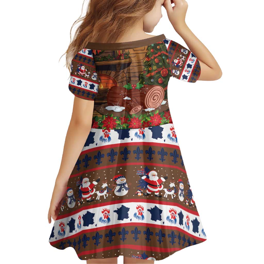 France Christmas Family Matching Off Shoulder Short Dress and Hawaiian Shirt Buche De Noel - Wonder Print Shop
