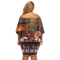 France Christmas Family Matching Off Shoulder Short Dress and Hawaiian Shirt Buche De Noel - Wonder Print Shop