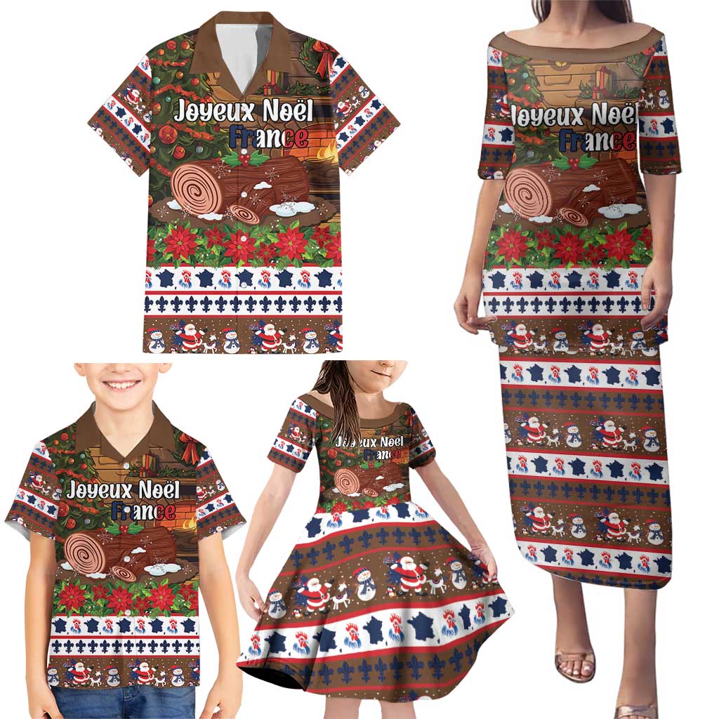 France Christmas Family Matching Puletasi and Hawaiian Shirt Buche De Noel - Wonder Print Shop