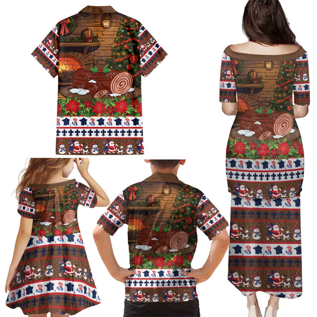 France Christmas Family Matching Puletasi and Hawaiian Shirt Buche De Noel - Wonder Print Shop