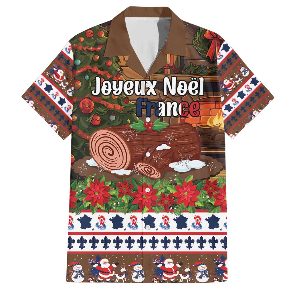France Christmas Family Matching Short Sleeve Bodycon Dress and Hawaiian Shirt Buche De Noel - Wonder Print Shop