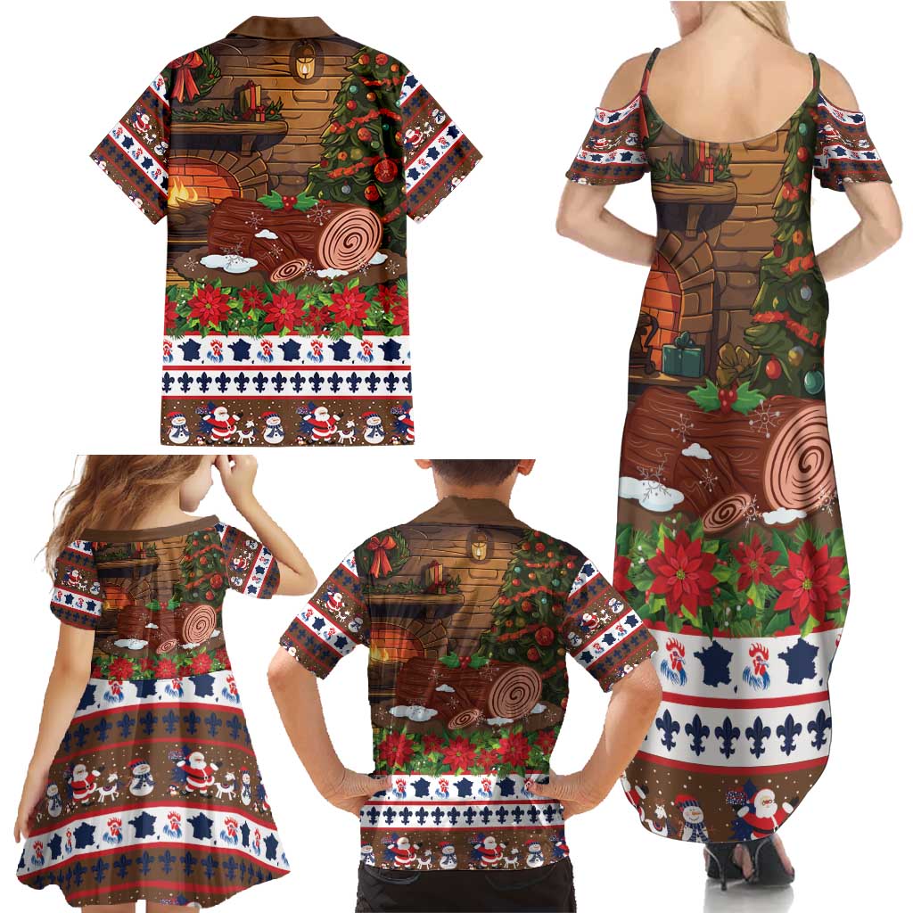 France Christmas Family Matching Summer Maxi Dress and Hawaiian Shirt Buche De Noel - Wonder Print Shop