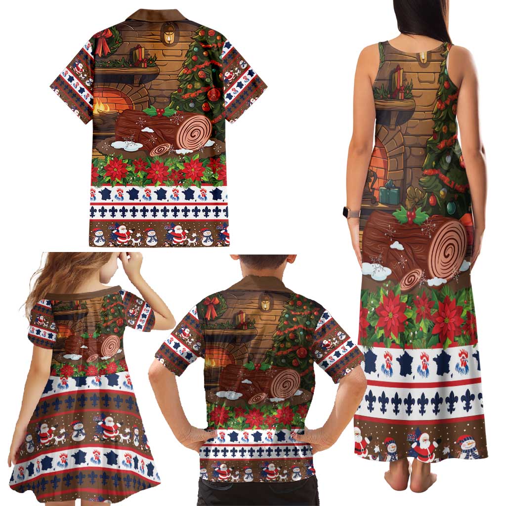 France Christmas Family Matching Tank Maxi Dress and Hawaiian Shirt Buche De Noel - Wonder Print Shop