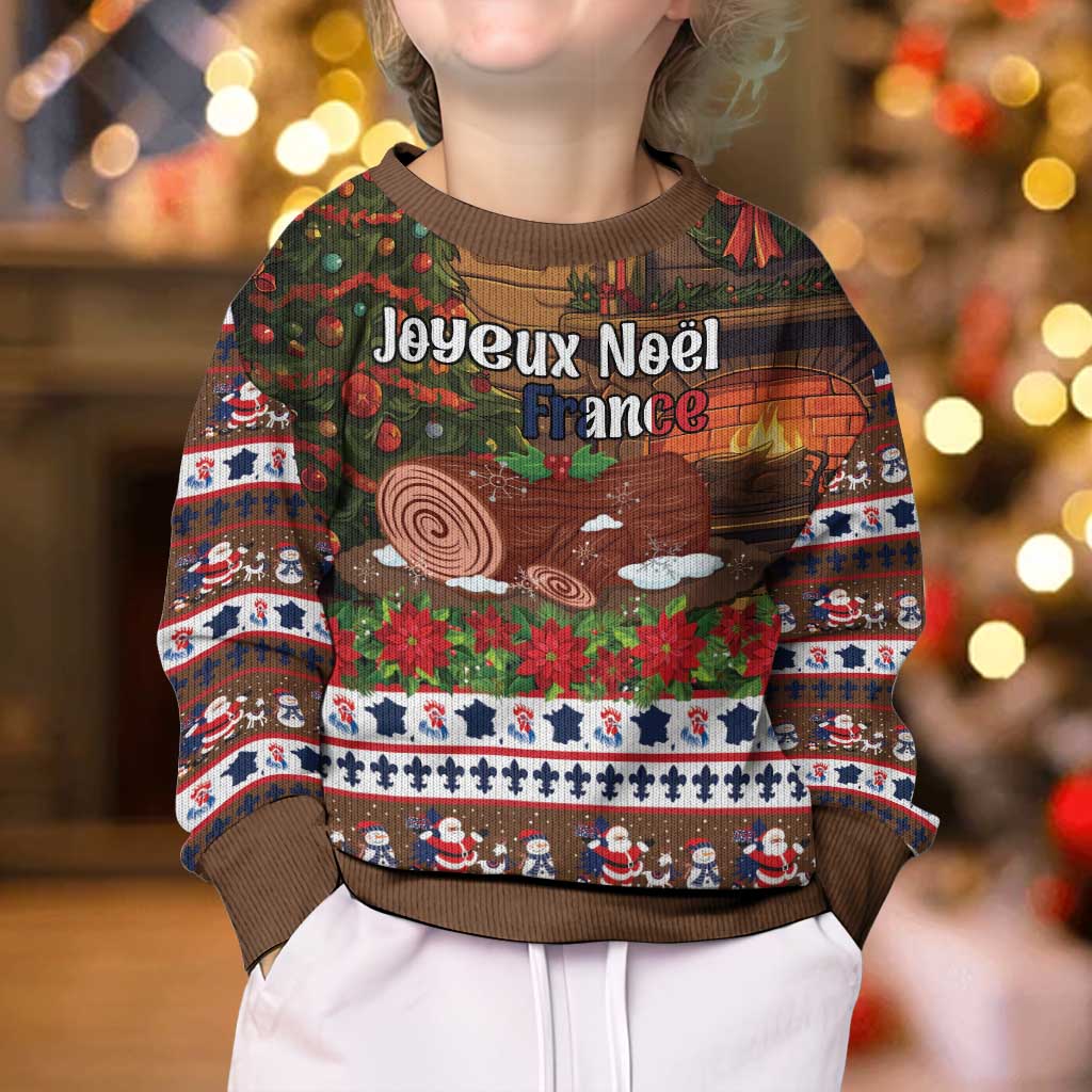 France Christmas Kid Ugly Christmas Sweater Buche De Noel - Wonder Print Shop