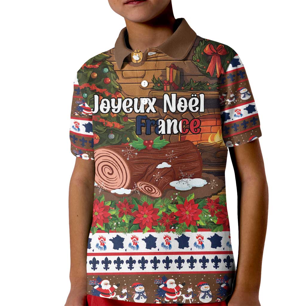 France Christmas Kid Polo Shirt Buche De Noel - Wonder Print Shop