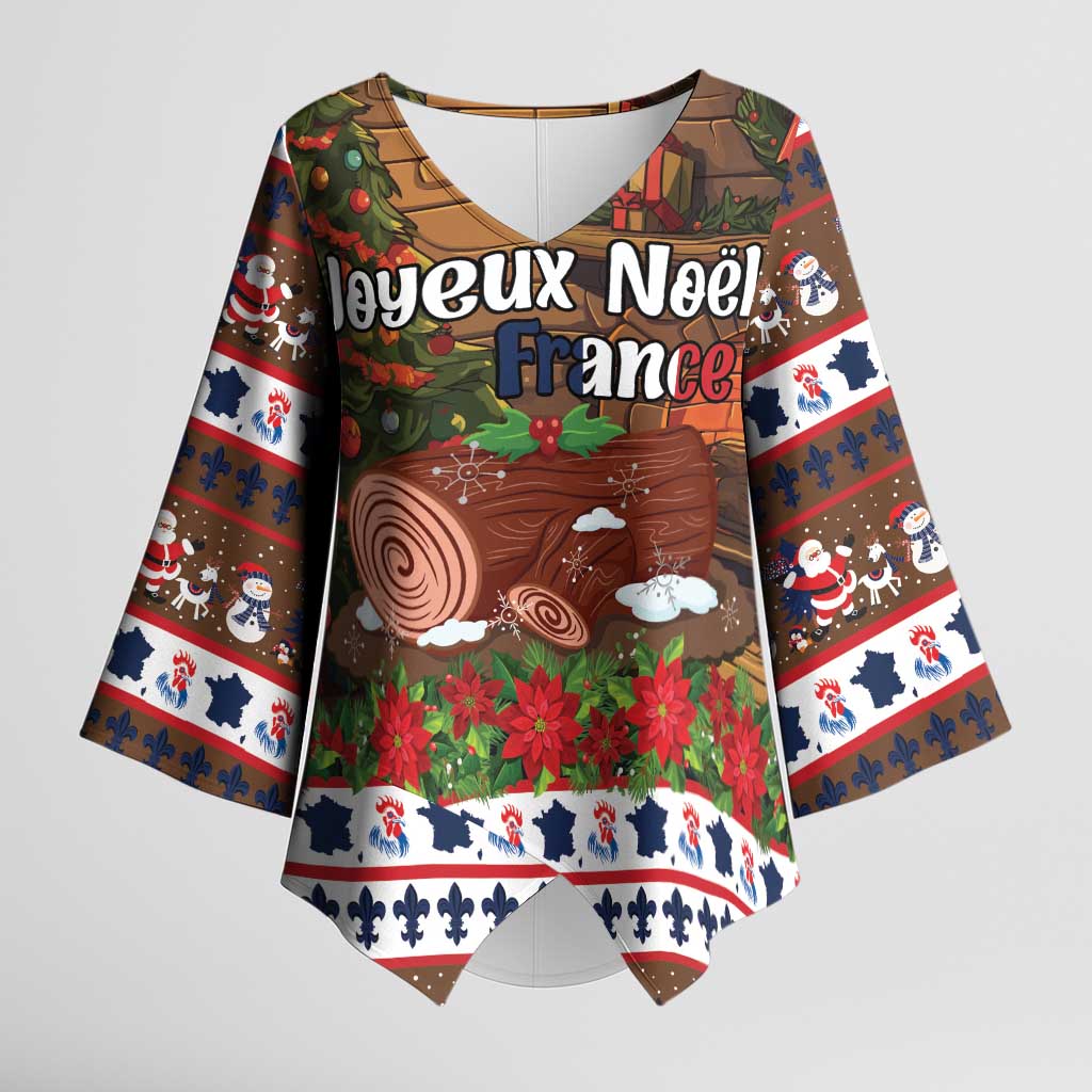 France Christmas Kimono Sleeve Blouse Buche De Noel - Wonder Print Shop