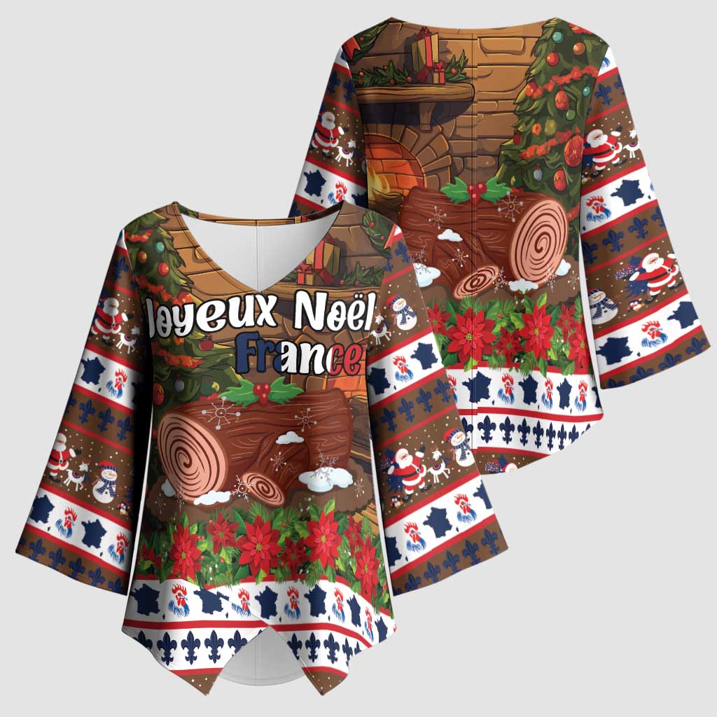 France Christmas Kimono Sleeve Blouse Buche De Noel - Wonder Print Shop