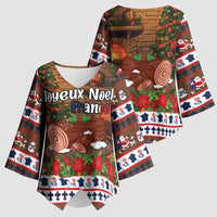 France Christmas Kimono Sleeve Blouse Buche De Noel - Wonder Print Shop