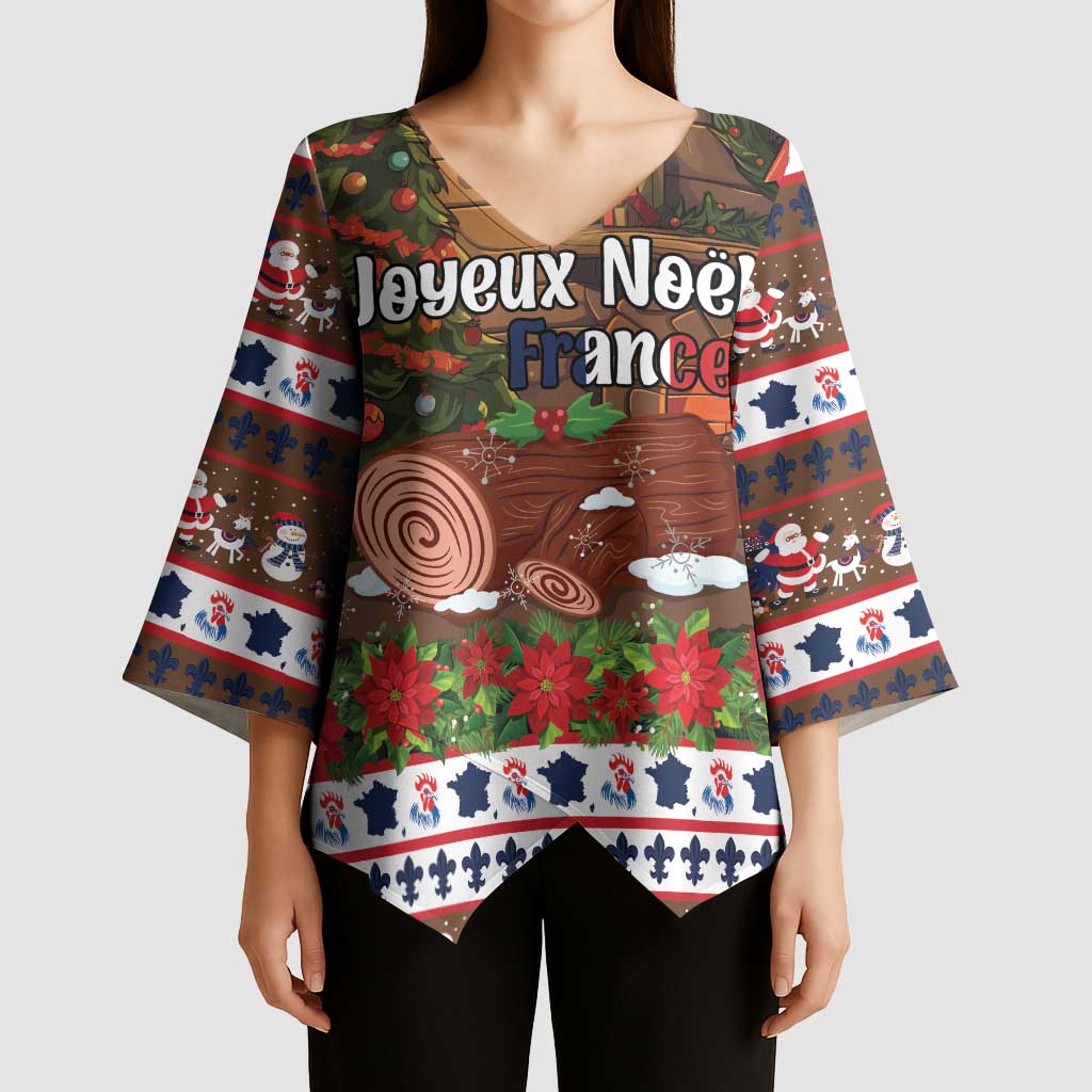 France Christmas Kimono Sleeve Blouse Buche De Noel - Wonder Print Shop
