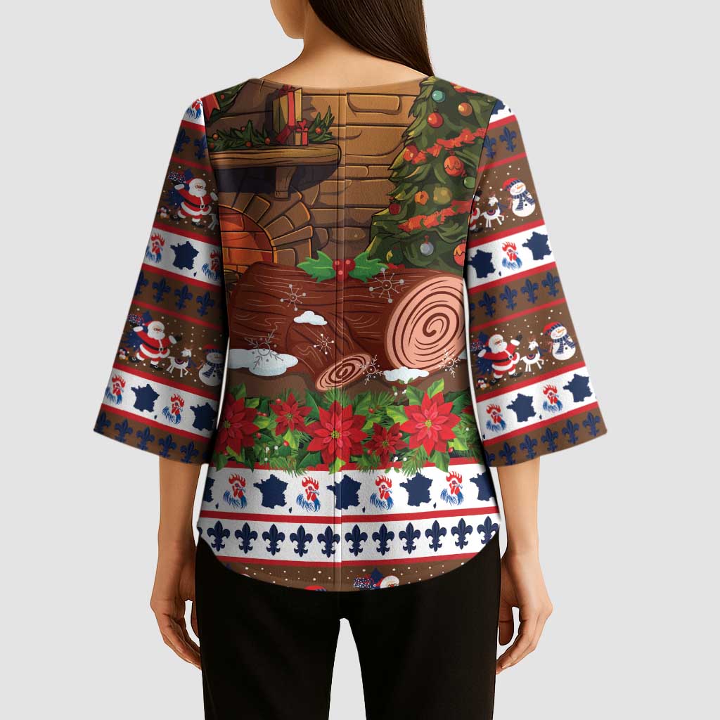France Christmas Kimono Sleeve Blouse Buche De Noel - Wonder Print Shop