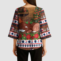 France Christmas Kimono Sleeve Blouse Buche De Noel - Wonder Print Shop