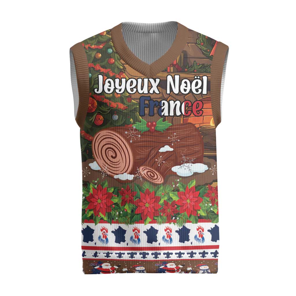 France Christmas Knitted V-Neck Vest Buche De Noel - Wonder Print Shop