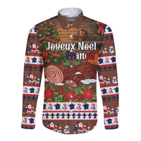 France Christmas Long Sleeve Button Shirt Buche De Noel - Wonder Print Shop