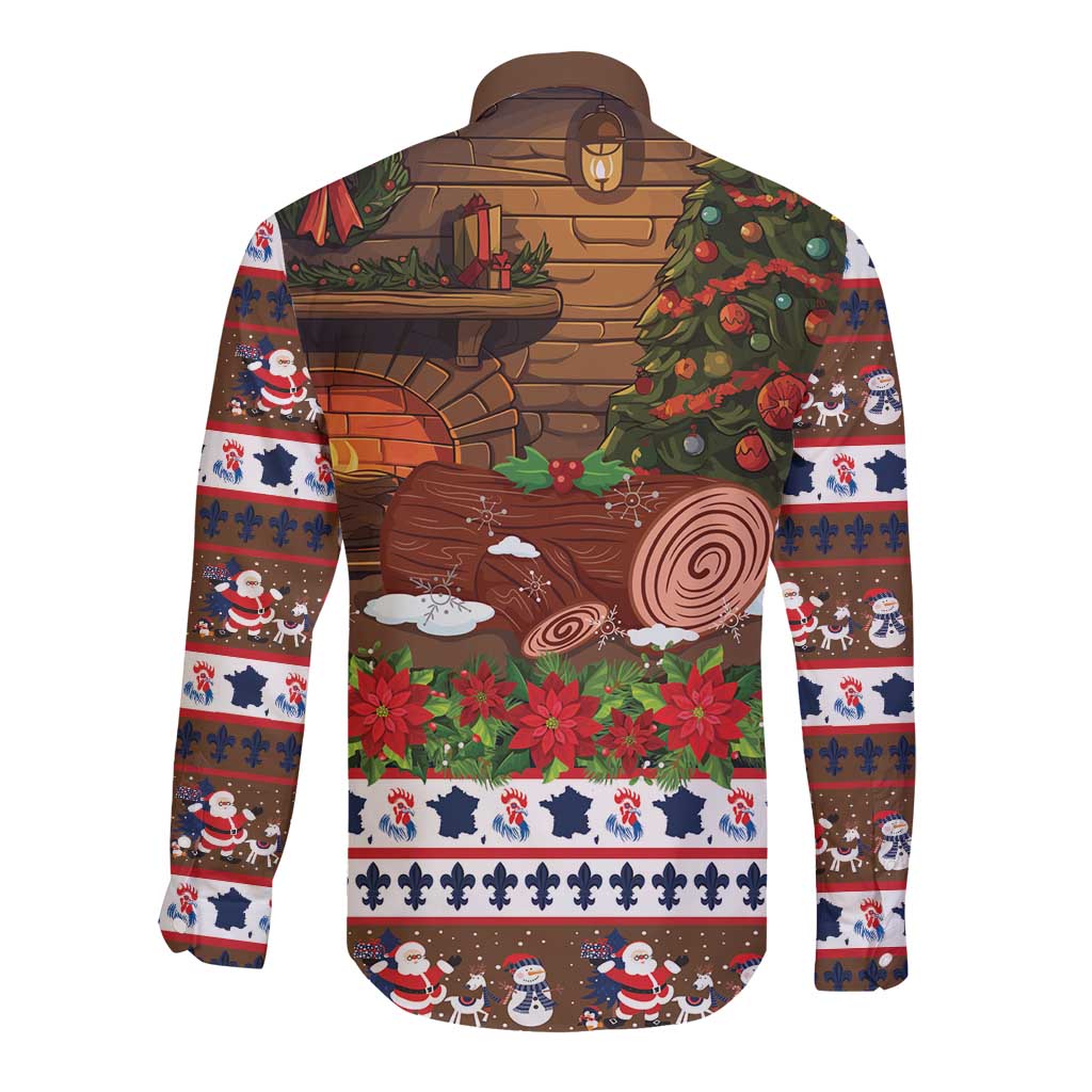 France Christmas Long Sleeve Button Shirt Buche De Noel - Wonder Print Shop