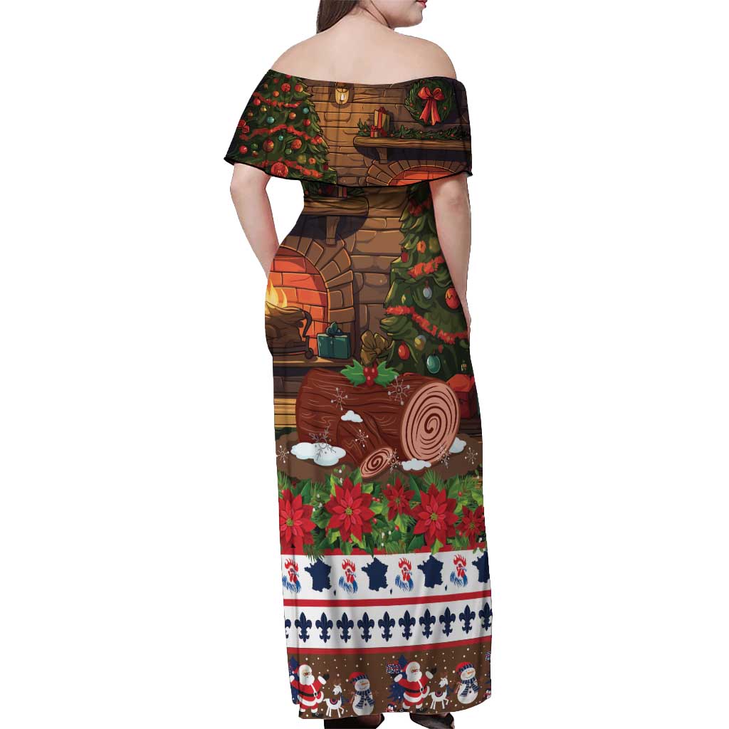 France Christmas Off Shoulder Maxi Dress Buche De Noel - Wonder Print Shop