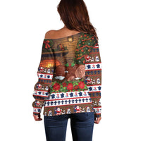 France Christmas Off Shoulder Sweater Buche De Noel - Wonder Print Shop