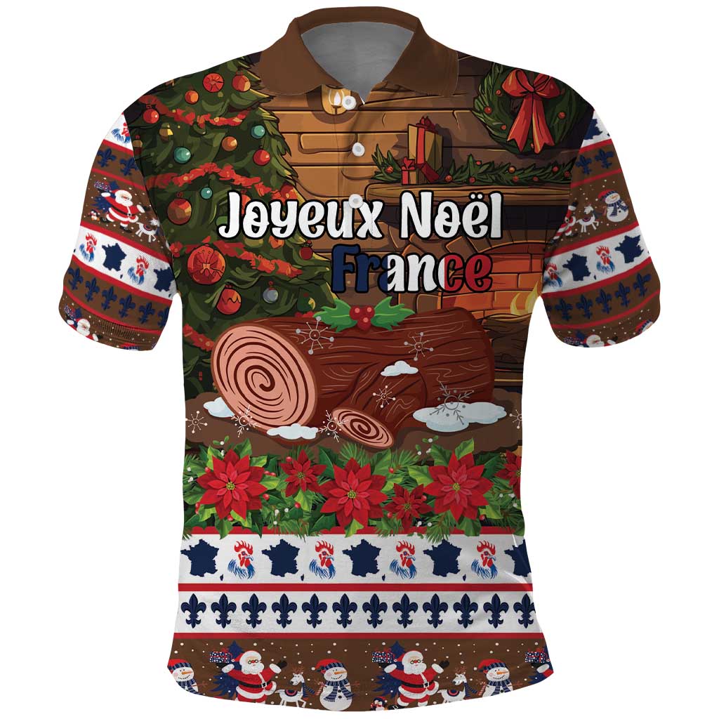 France Christmas Polo Shirt Buche De Noel - Wonder Print Shop