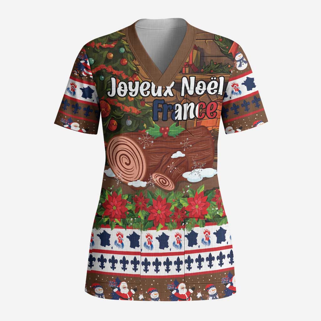 France Christmas Scrub Top Buche De Noel - Wonder Print Shop