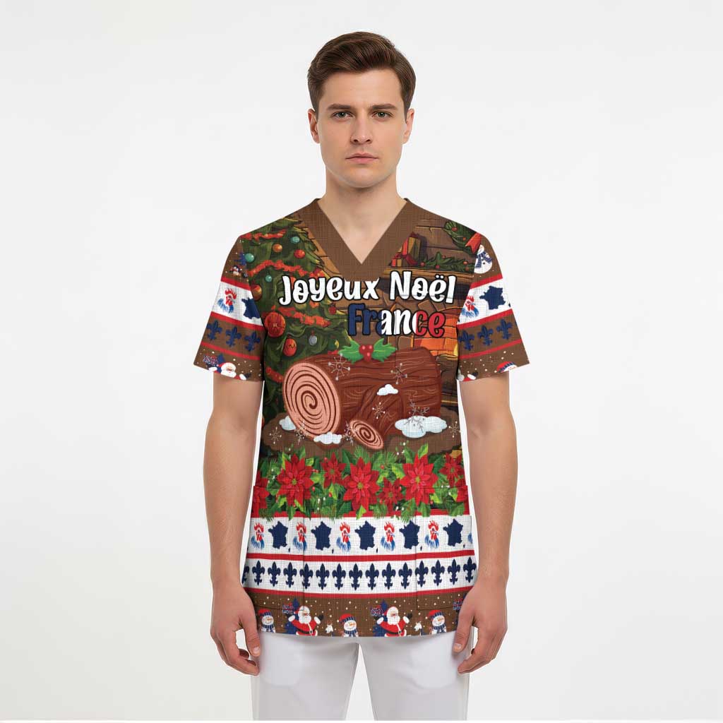 France Christmas Scrub Top Buche De Noel - Wonder Print Shop