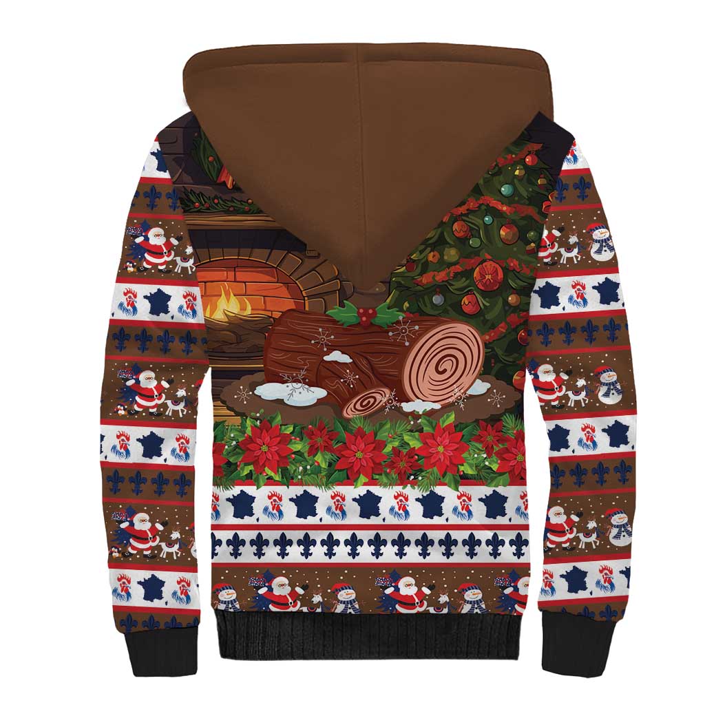 France Christmas Sherpa Hoodie Buche De Noel - Wonder Print Shop