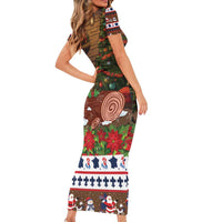 France Christmas Short Sleeve Bodycon Dress Buche De Noel - Wonder Print Shop
