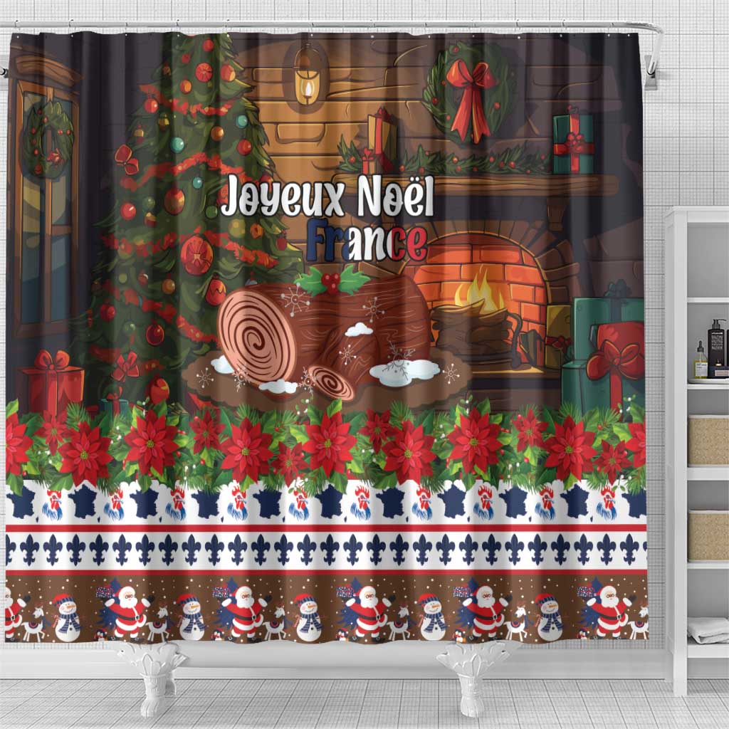 France Christmas Shower Curtain Buche De Noel - Wonder Print Shop