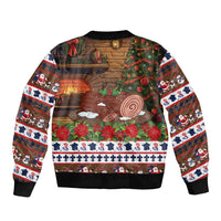 France Christmas Sleeve Zip Bomber Jacket Buche De Noel - Wonder Print Shop