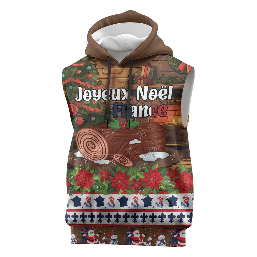 France Christmas Sleeveless Hoodie Buche De Noel - Wonder Print Shop