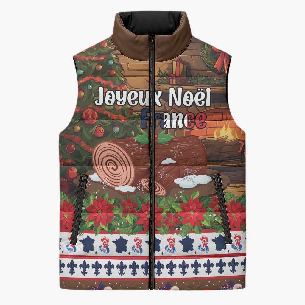 France Christmas Sleeveless Puffer Jacket Buche De Noel - Wonder Print Shop