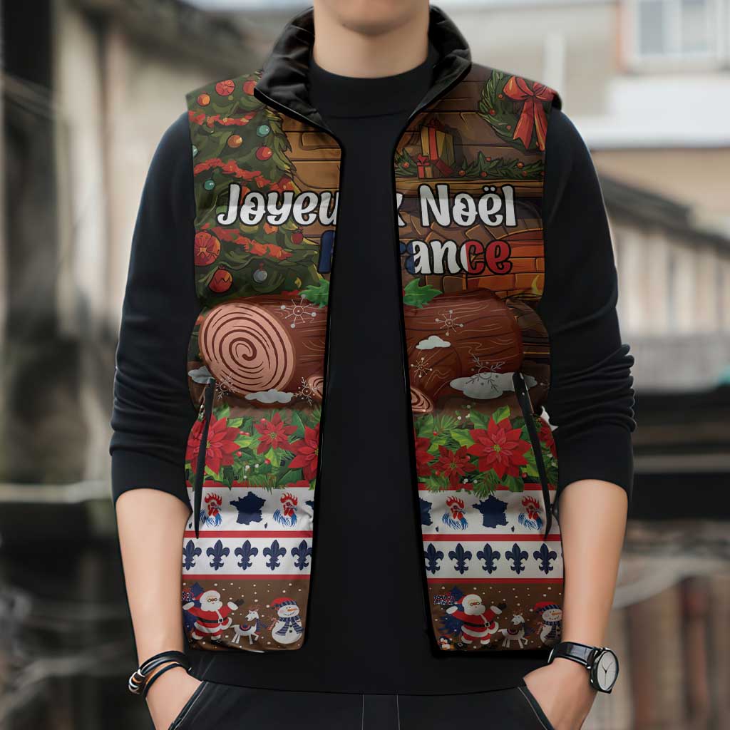 France Christmas Sleeveless Puffer Jacket Buche De Noel - Wonder Print Shop