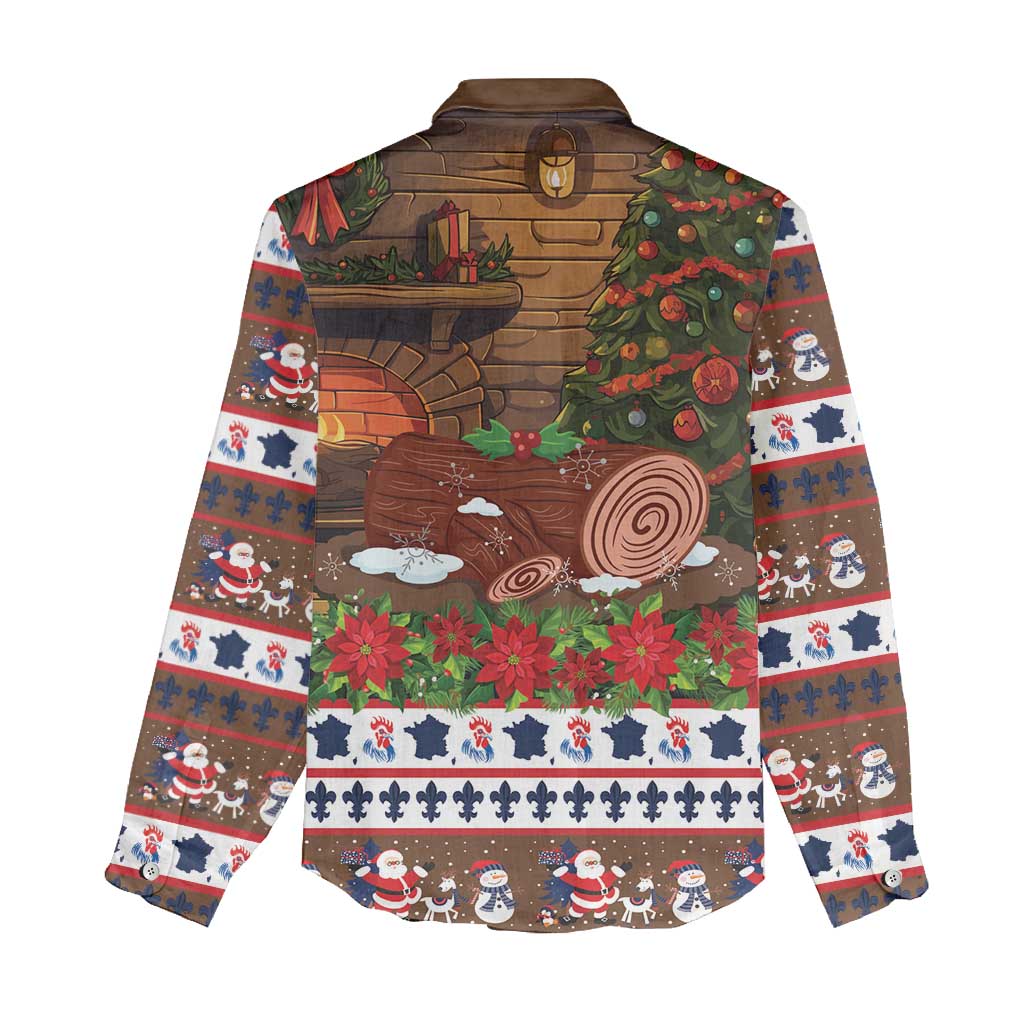 France Christmas Women Casual Shirt Buche De Noel - Wonder Print Shop