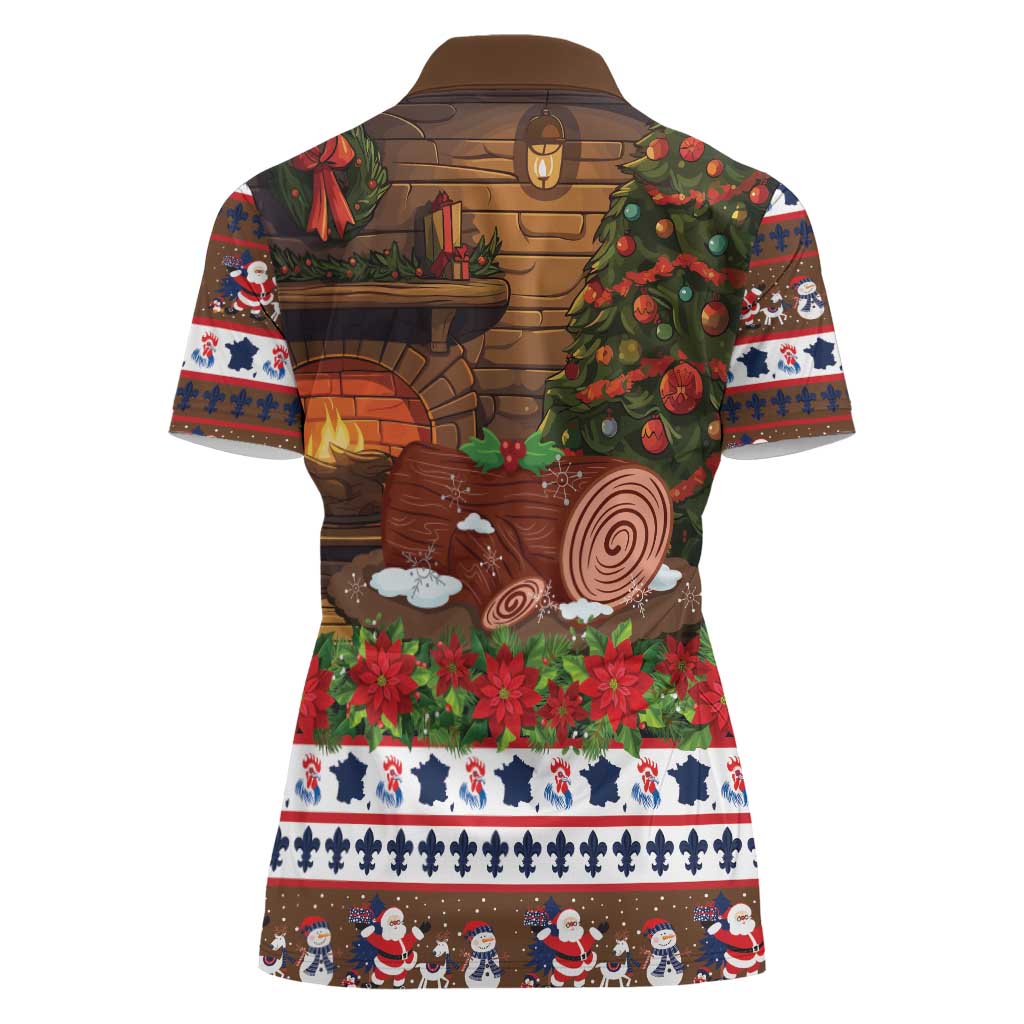 France Christmas Women Polo Shirt Buche De Noel - Wonder Print Shop