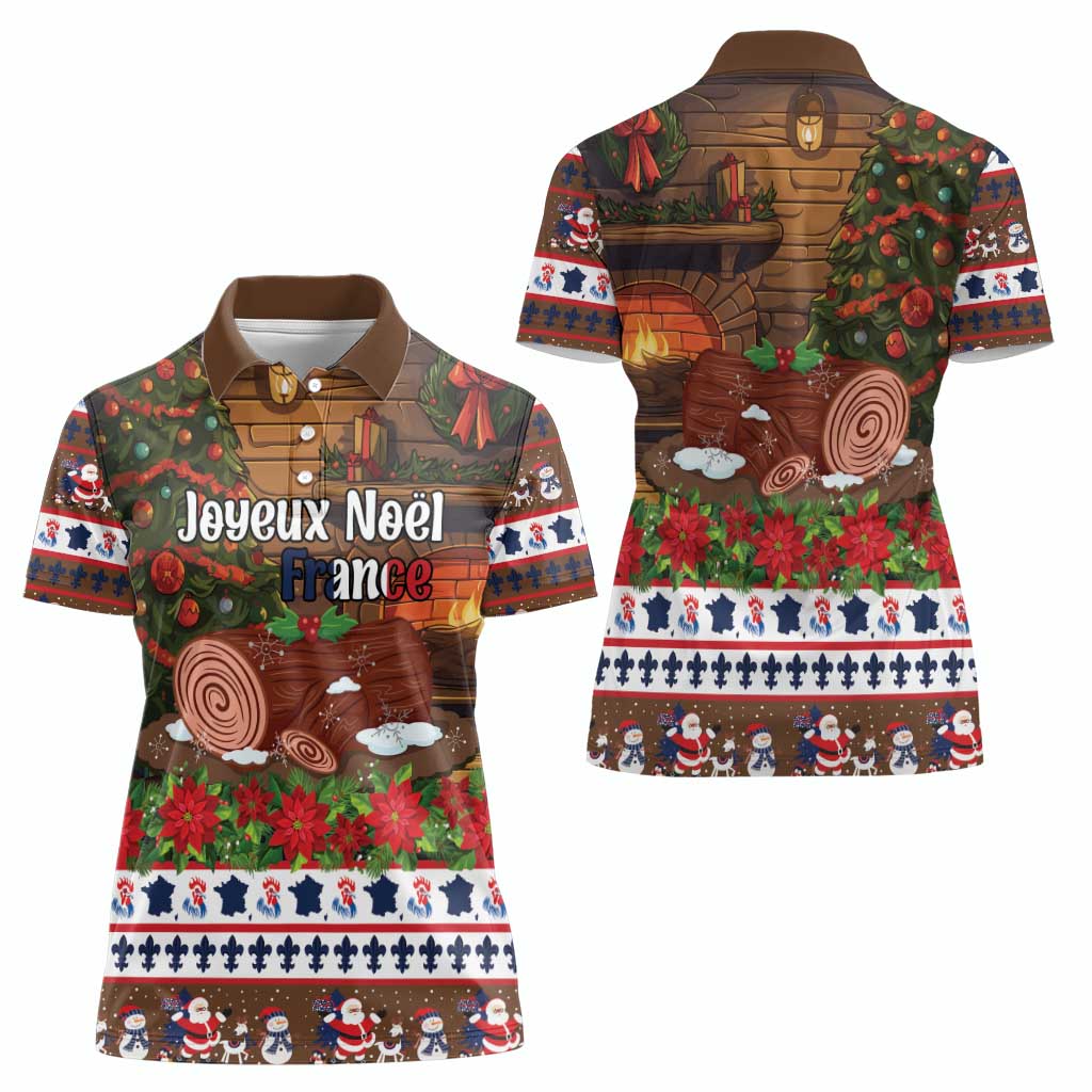 France Christmas Women Polo Shirt Buche De Noel - Wonder Print Shop