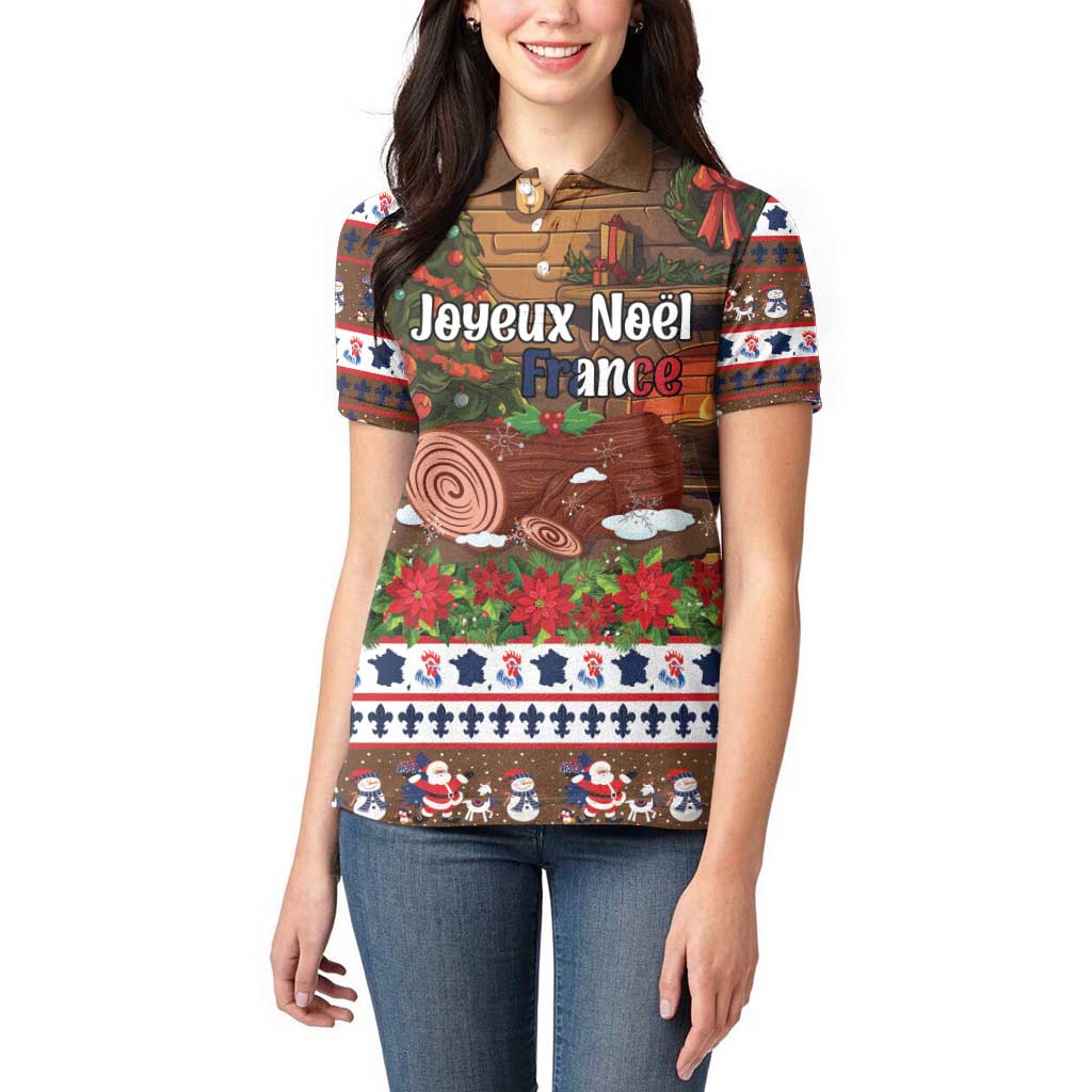 France Christmas Women Polo Shirt Buche De Noel - Wonder Print Shop