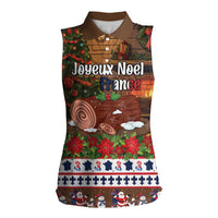 France Christmas Women Sleeveless Polo Shirt Buche De Noel - Wonder Print Shop