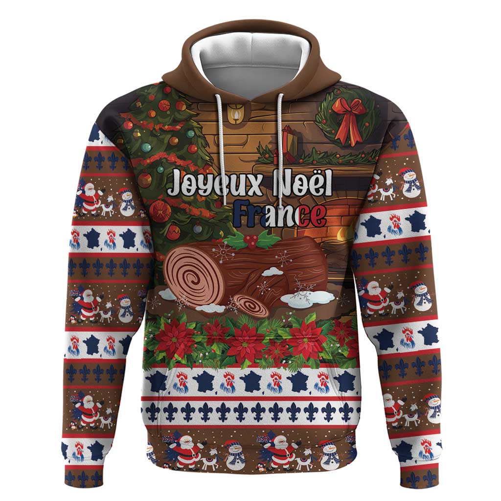 France Christmas Zip Hoodie Buche De Noel - Wonder Print Shop