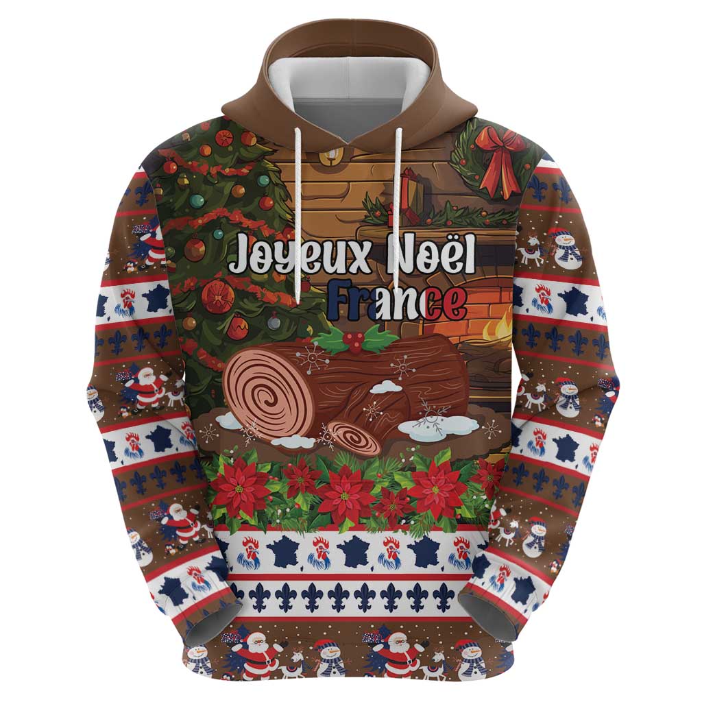 France Christmas Zip Hoodie Buche De Noel - Wonder Print Shop