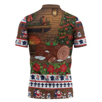 France Christmas Zipper Polo Shirt Buche De Noel - Wonder Print Shop