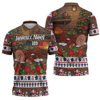 France Christmas Zipper Polo Shirt Buche De Noel - Wonder Print Shop