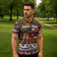 France Christmas Zipper Polo Shirt Buche De Noel - Wonder Print Shop
